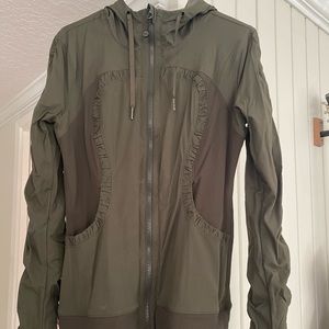 Like New Lulu Lemon dance studio jacket- dark olive color